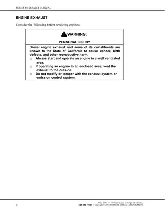 Detroit Diesel Series 60 Engine Service Manual (2005 Edition) Preview image 4