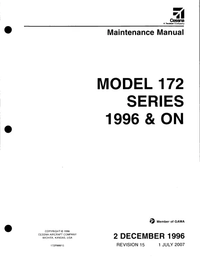 Cessna 172 Service Manual (1996 & On) 172R and 172S Skyhawk SP (P/N 172RMM15)