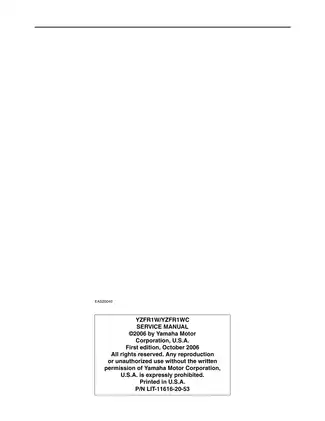 Yamaha YZFR1 Service Manual (2006 Edition) - Comprehensive Guide for Mechanics Preview image 2