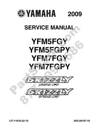 Yamaha YFM 2009 Service Manual and Repair Guide for Maintenance