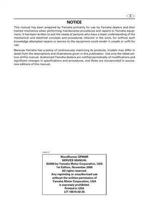 Yamaha WaveRunner GP800R Service Manual | Comprehensive Maintenance Guide Preview image 2