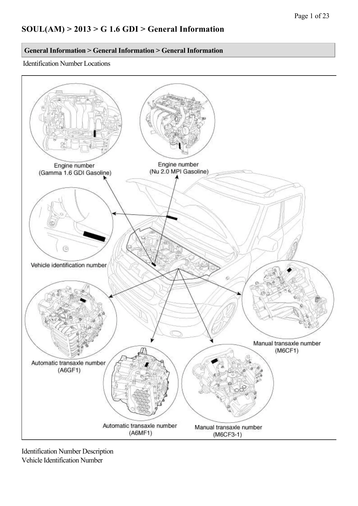 2013 KIA Soul 1.6L, 2.0L repair manual