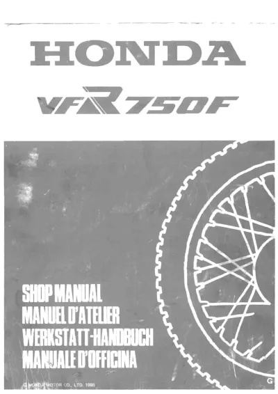 Preview: 1985–1987 Honda VFR750F Service Manual (P/N 61MK801)