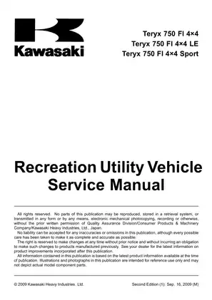 2009-2010 Kawasaki Teryx 750 FI 4x4 LE Sport KRF750RAF manual Preview image 5