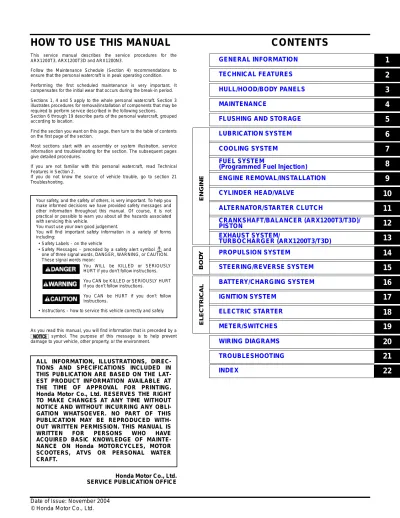 Preview: 2004–2008 Honda ARX1200T3, ARX1200T3D, and ARX1200N3 OEM Service Manual (P/N 07KPZ00100)