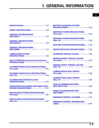 Honda ARX1200 Series Watercraft Service Manual (2004 Models) Preview image 4