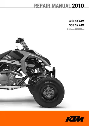 2010 KTM 450SX, 505SX ATV repair manual