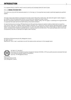 KTM 450/525 SX ATV Repair Manual (2010) - Comprehensive Service Guide Preview image 3