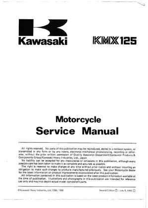 Kawasaki KIM 125 Motorcycle Service Manual - Comprehensive Repair Guide manual page 3 preview Kawasaki Kawasaki KIM 125 Motorcycle Service Manual - Comprehensive Repair Guide manual preview page 3 - thumbnail