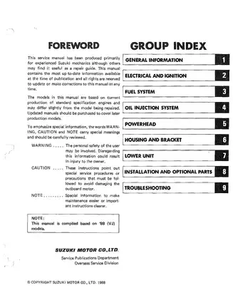 1988-1997 Suzuki DT8, DT9.9, DT15 outboard motor manual Preview image 1