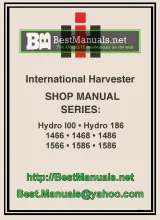 International Harvester 100, Hydro 186, 1466, 1468, 1486, 1566, 1586 Hydro and Gear-Drive Tractor Shop Manual Series – preview page 1