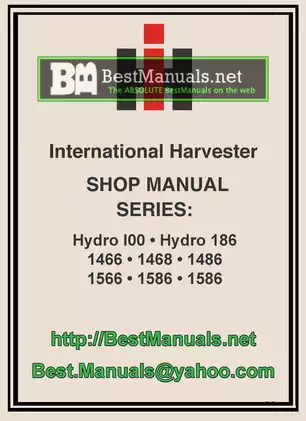 Comprehensive Shop Manual for International Harvester Hydro Series Tractors