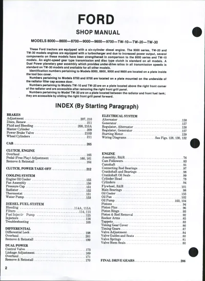 Preview: Ford 8000, 8600, 8700, 9000, 9600, 9700 TW Series Tractor 1968–1982 Shop Manual