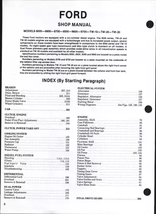 Ford Tractors 8000-9700 Series Complete Shop Manual