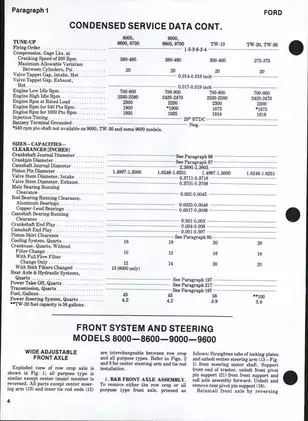 Ford Tractors 8000-9700 Series Complete Shop Manual Preview image 5