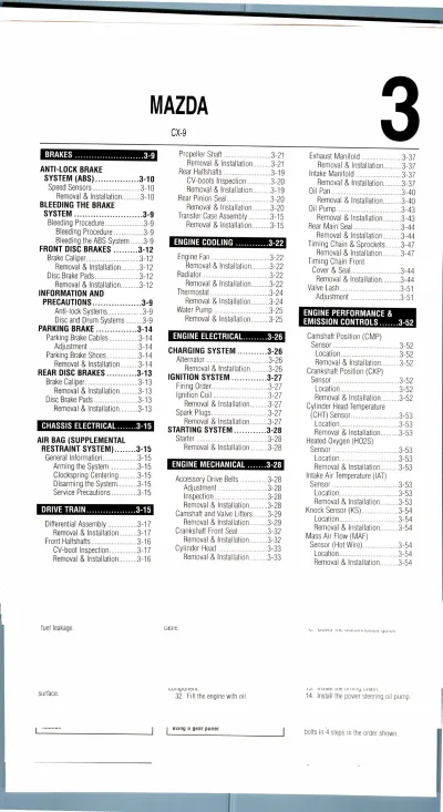 Preview: 2007–2013 Mazda CX9 Service & Repair Manual (P/N 8V83-EA-06I)