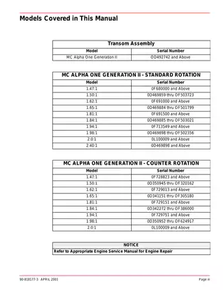 Mercury Marine MerCruiser Sterndrive Service Manual Preview image 3