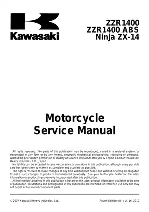 Kawasaki ZZR1400 / ZX-14 Ninja Motorcycle Service Manual Preview image 5