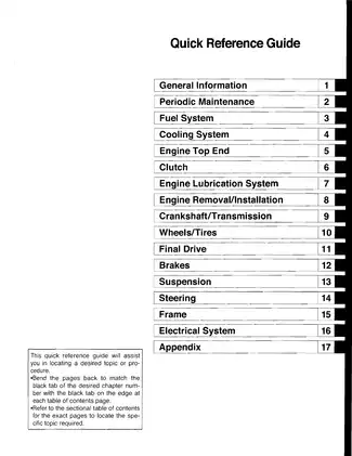 Kawasaki KLX250S Motorcycle Service Manual & Quick Reference Guide Preview image 2