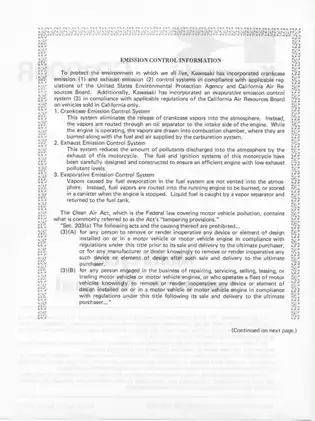 Kawasaki Motorcycle Service Manual ZX900-A1/A2 (1986-1990) | Complete Repair Guide Preview image 3