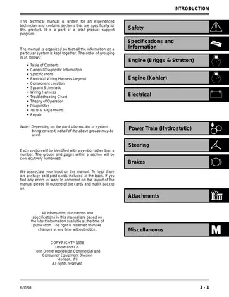 John Deere Sabre Garden Tractors Technical Manual (Models 2048HV, 2254HV, 2554HV) Preview image 3