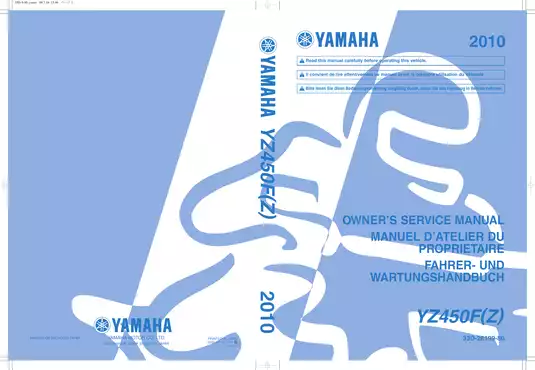 Yamaha YZ450F Owner's Service Manual (2009 Edition)