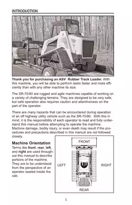 ASV SR-80, SR-70 Rubber Track Loader operation and maintenance manual Preview image 2