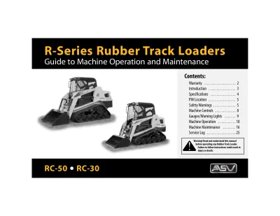 Preview: ASV RC-30, RC-50, R-Series Track Loader Service Manual (P/N 0304-820, 2010-125)