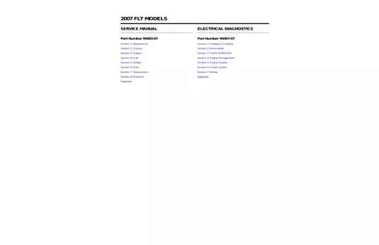 2007 Harley-Davidson FLT Models Service Manual: Electrical Diagnostics & Maintenance Guide