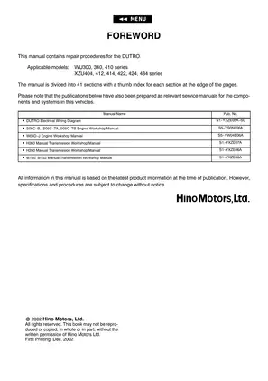 1996-2004 Toyota Hino 15B-FTE engine service manual Preview image 1