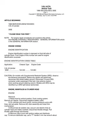 1986 Mercedes 300 E repair manual