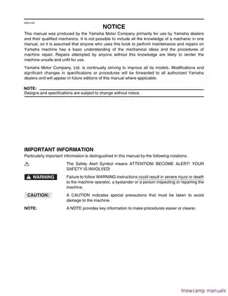 2003-2006 Yamaha Wolverine 450, YFM450 4x4 service manual Preview image 2