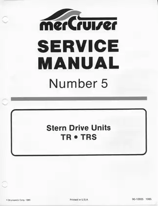 MerCruiser TR/TRS Stern Drive Units Service Manual – Complete Guide for Maintenance and Repair