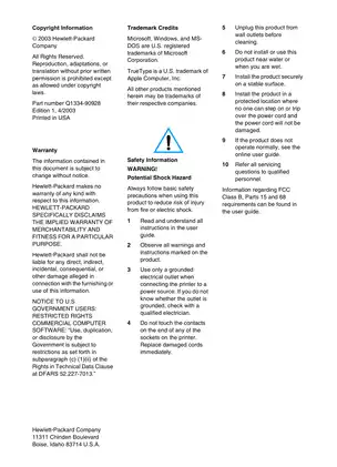 HP LaserJet 1150/1300 Series Service Manual Preview image 4