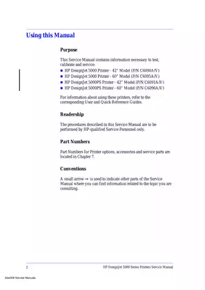 HP DesignJet 5000 Series Large-Format Printers Service Manual Preview image 3
