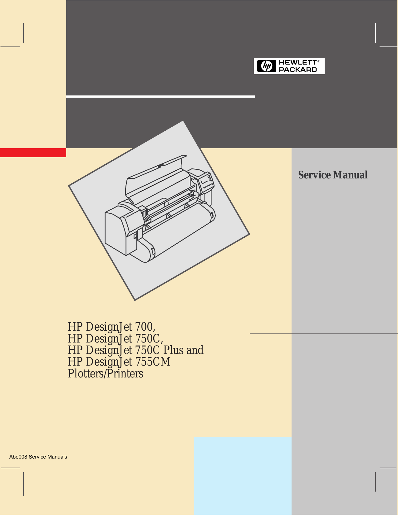 HP Designjet 700, 755, 755CM, 750C, 750C Plus large-format printer service guide Preview image 1