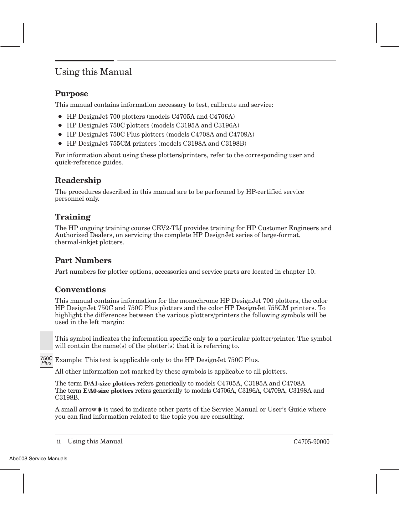 HP Designjet 700, 755, 755CM, 750C, 750C Plus large-format printer service guide Preview image 3