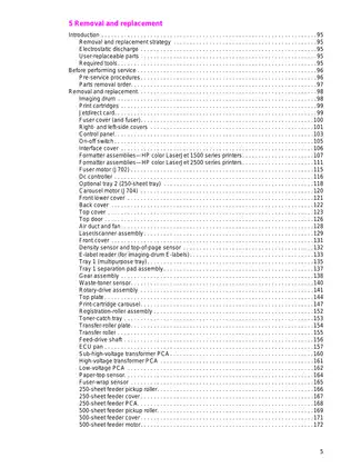 HP Color LaserJet 1500/2500 Series Printer Service Manual and Guide Preview image 5