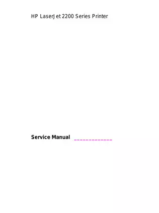HP LaserJet 2200 Series Printer Service Manual Preview image 2