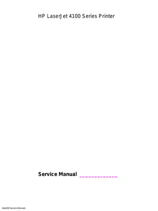 HP LaserJet 4100 Series Printer Service Manual - Comprehensive Guide Preview image 2