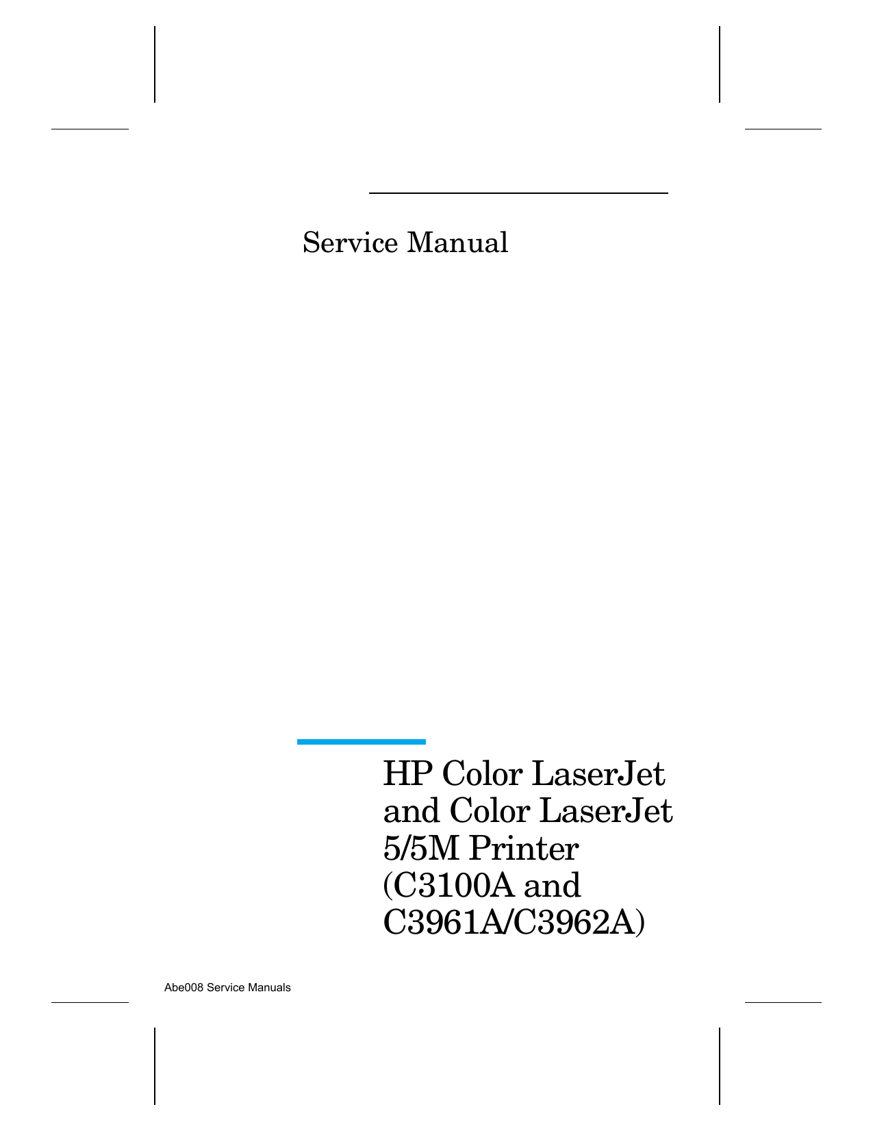HP Laserjet 5, 5M, CA 3100A, C3961A & C3962A laser printer service guide Preview image 1