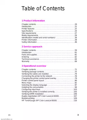HP Color LaserJet 8500/8550 Printer Service Manual Preview image 3