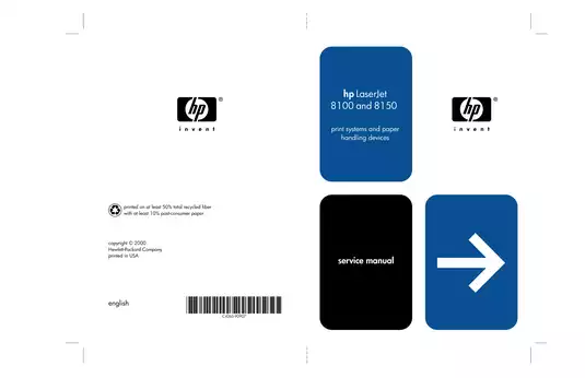 HP LaserJet 8100 and 8150 Series Service Manual - Comprehensive Guide
