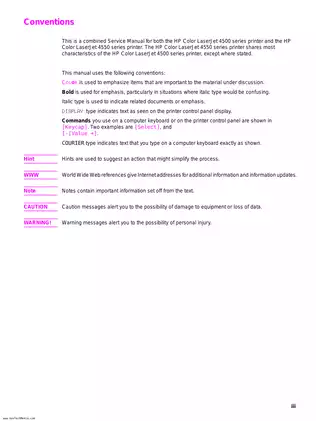 HP Color LaserJet 4500/4550 Series Printer Service Manual - Complete Guide Preview image 3