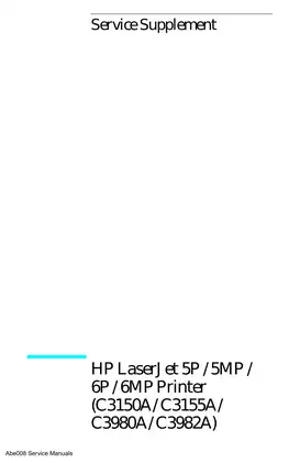 HP Laserjet 5P, 5MP, 6P, 6MP laser printer service guide Preview image 1