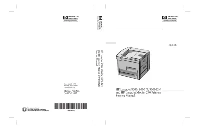 1998 HP LaserJet 8000 / 8000 N / 8000 DN / Mopier 240 Service Manual (P/N C4085-91017)