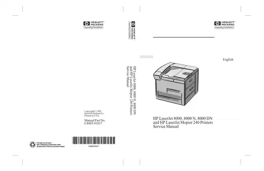 HP Laserjet 8000, 8000 N, 8000 DN & HP Laserjet 240 laser printer service guide Preview image 1
