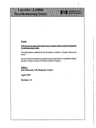Classic LaserJet Printer Troubleshooting Manual (April 1995 Edition) Preview image 2