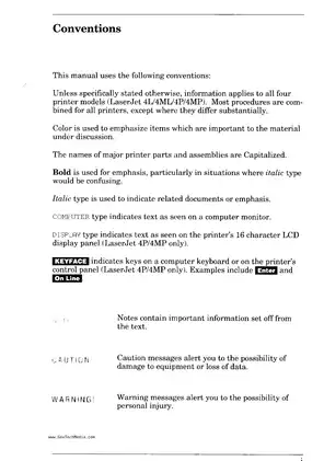 HP Laserjet 4L, 4ML, 4P,  4MP laser printer service guide Preview image 2