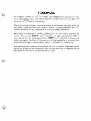 Suzuki LT500R Service Manual - Complete Guide for Mechanics Preview image 3